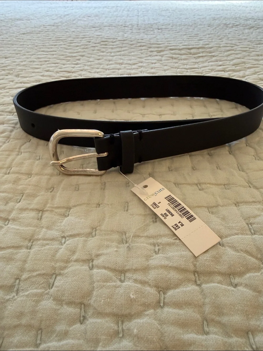 J. Crew Factory Black Leather Kids' Belt with Silver Buckle - Size Small